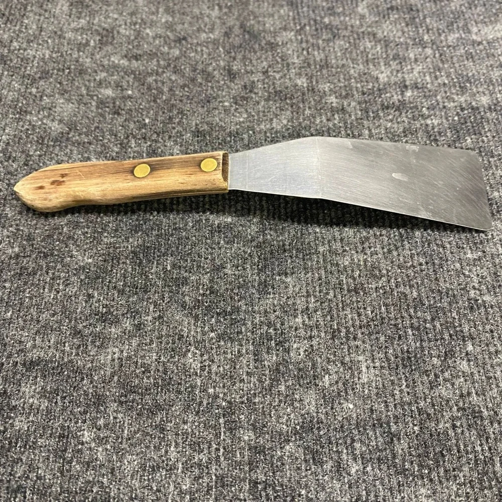 Stainless Steel Offset Spatula Wood Handle Brass Rivets 10 Inch Kitchen Turner